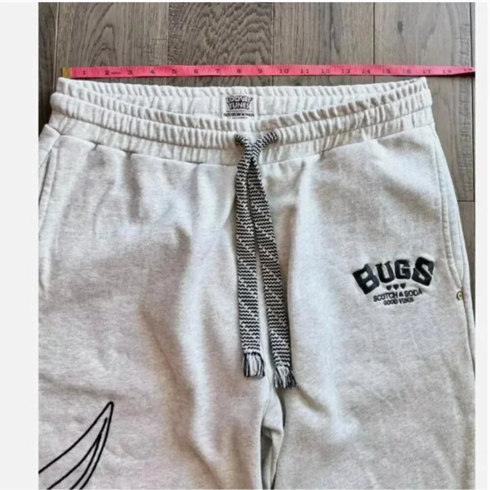 Scotch & Soda x Looney Tunes Sweatpants Size XXL Gray Embroidered Organic Cotton